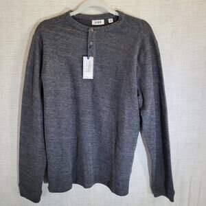 ROWM Henley Shirt Mens Small Heathered Gray Long Sleeve 1/4 Button NEW NWT